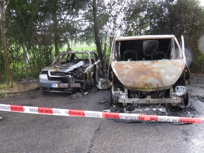 Fahrzeugbrand Freiburg Hochdorf P&R Parkplatz