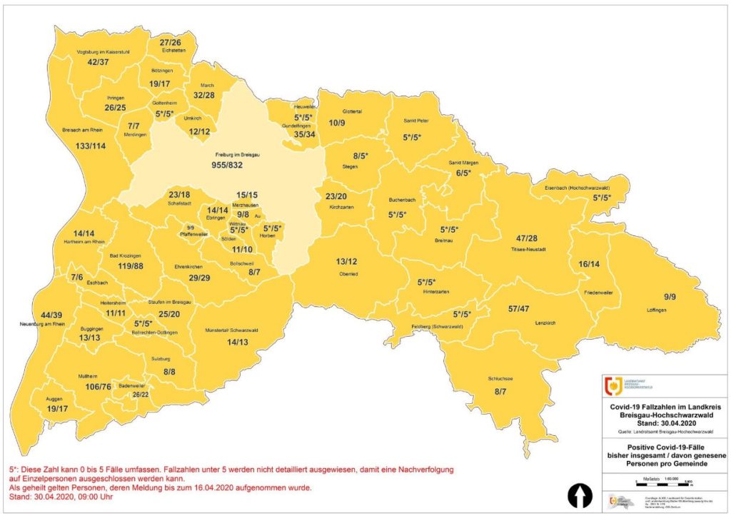 Breisgau FAllzahlen 30.04.2020